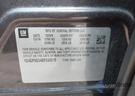 2014 Buick Lacrosse Premium Ii Group из США, поврежденный, VIN 1G4GF5G34EF243515